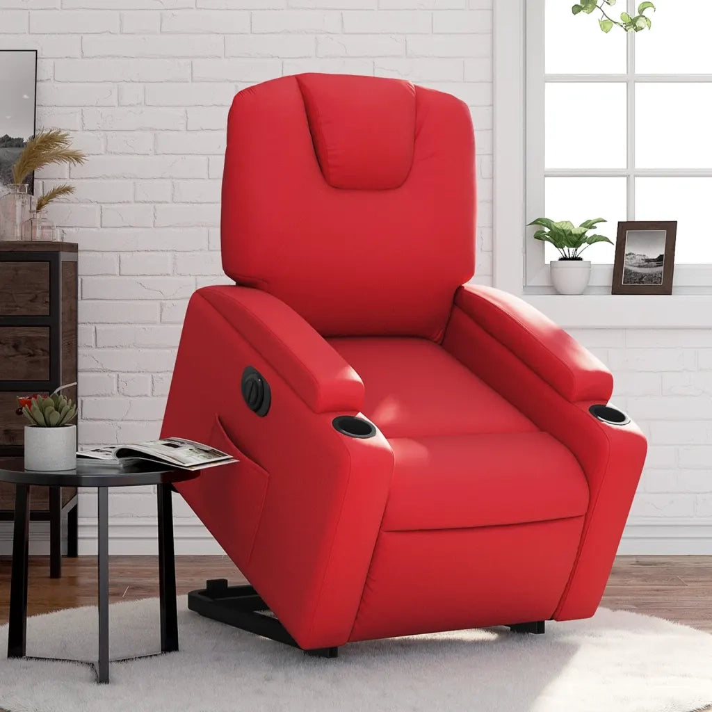 Poltrona Alzapersona Reclinabile Elettrica Rossa in Similpellecod mxl 85105