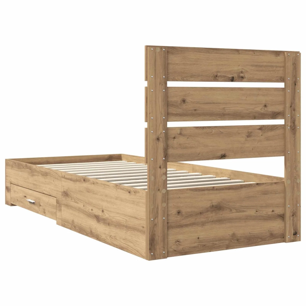Struttura del letto con cassetto Rovere artigianale 90 x 200 cm 3412019