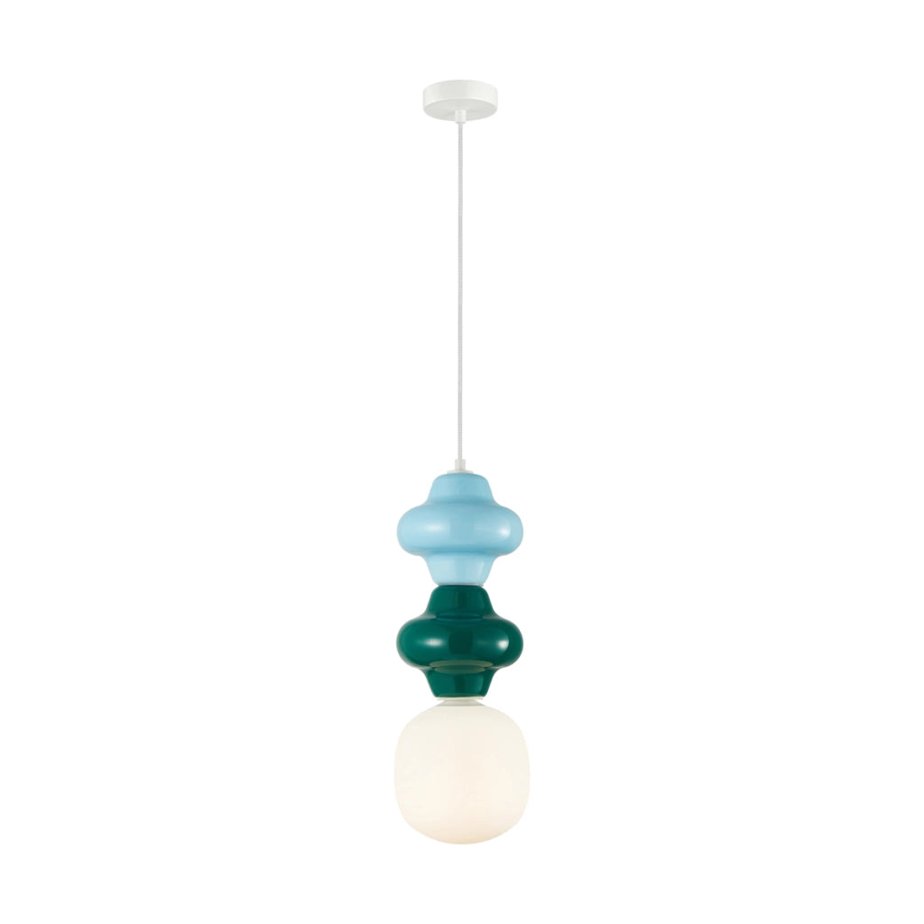 Lampada a sospensione Art Déco ceramica turchese Ø18 E14