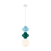 Lampada a sospensione Art Déco ceramica turchese Ø18 E14