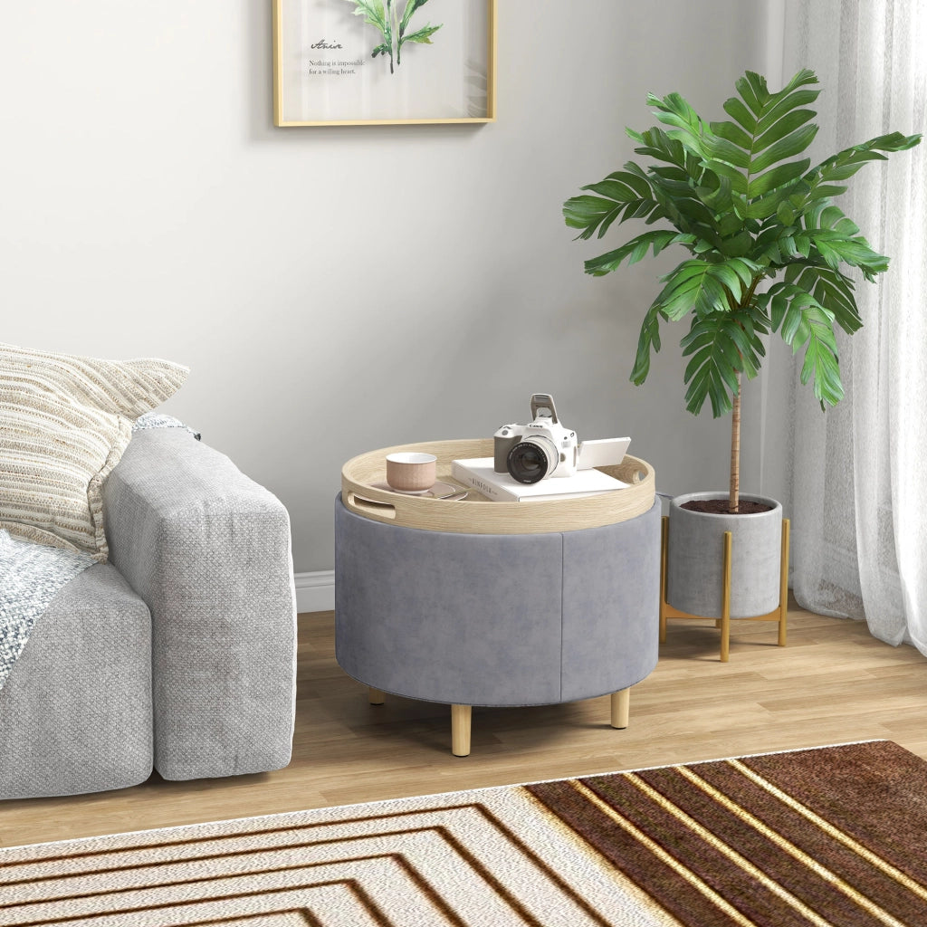 Pouf Contenitore Tessuto Sherpa ¨C Zephmum ¨C Grigio 56x56x42 cm