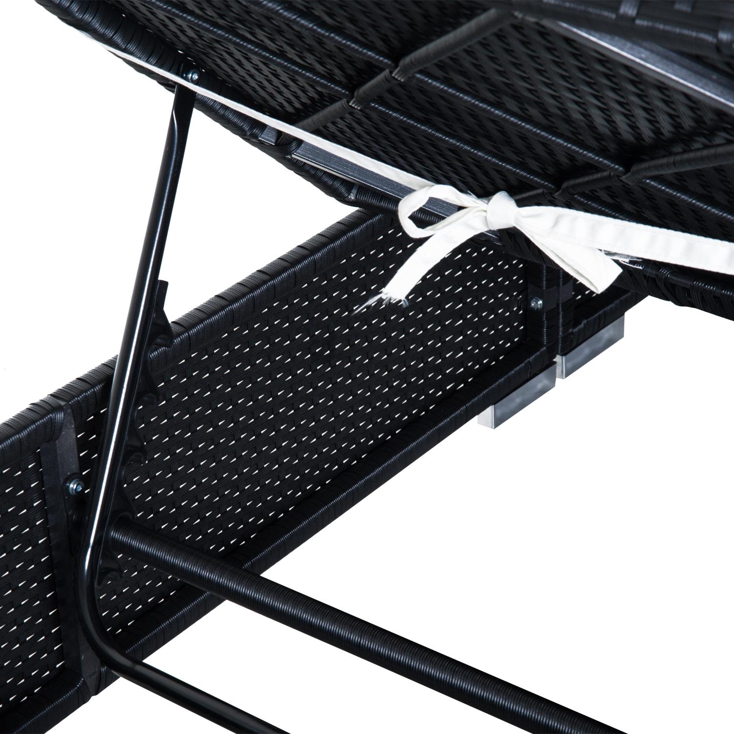 Lettino Prendisole da Giardino di Lusso in Rattan Sintetico e Alluminio Nero