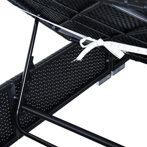 Lettino Prendisole da Giardino di Lusso in Rattan Sintetico e Alluminio Nero