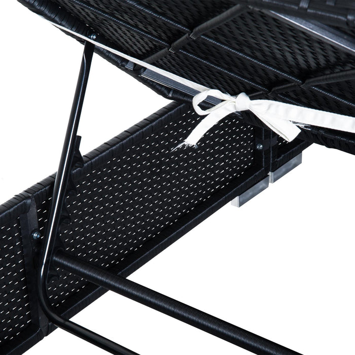 Lettino Prendisole da Giardino di Lusso in Rattan Sintetico e Alluminio Nero