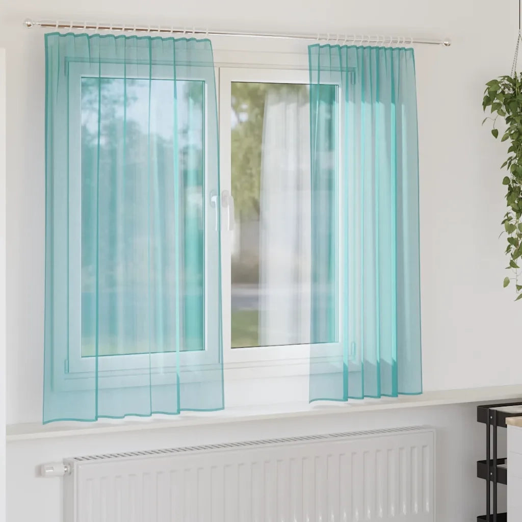 Tende in Voile con Tasche per Aste 2 pz Turchese 4102236