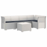 Divano da Giardino 5 Posti con Cuscini Stile Rattan PP Bianco 3444081