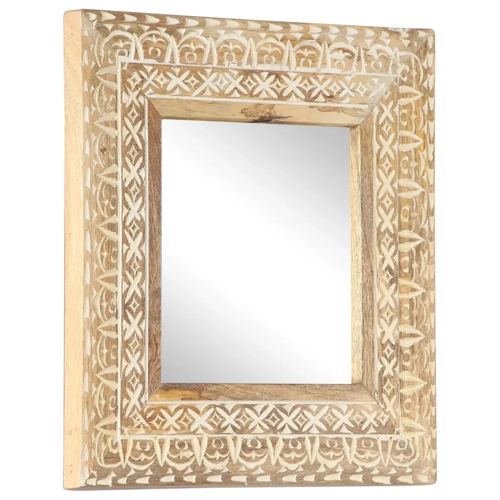 Specchio Intagliato a Mano 50x50x2,6 cm in Massello di Mango cod mxl 54782