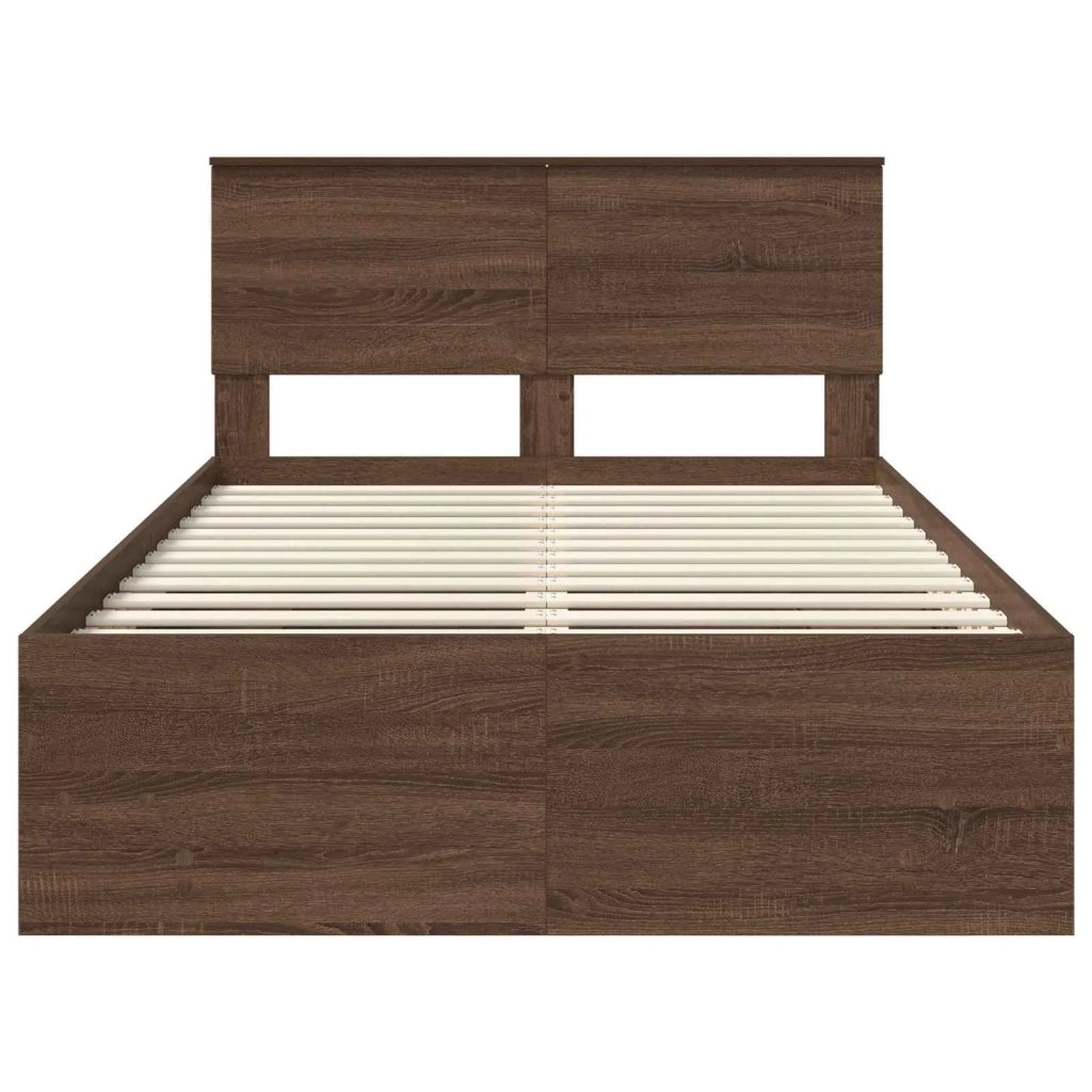 Struttura del letto con testiera Rovere Marrone 137 x 203 cm
