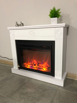 Camino Elettrico da Pavimento 80x95x27 cm Effetto Fiamma 1500W Bonita & Lorance Bianco/nero