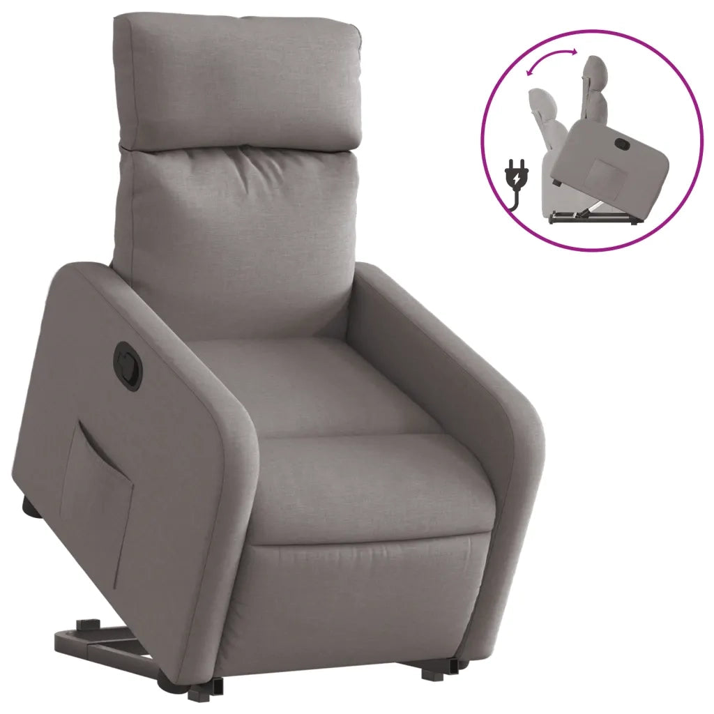 Poltrona | Sedia Relax Alzapersona Reclinabile Tortora in Tessuto