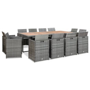 Set da Pranzo da Giardino 13 pz e Cuscini Polyrattan Antracite 46383