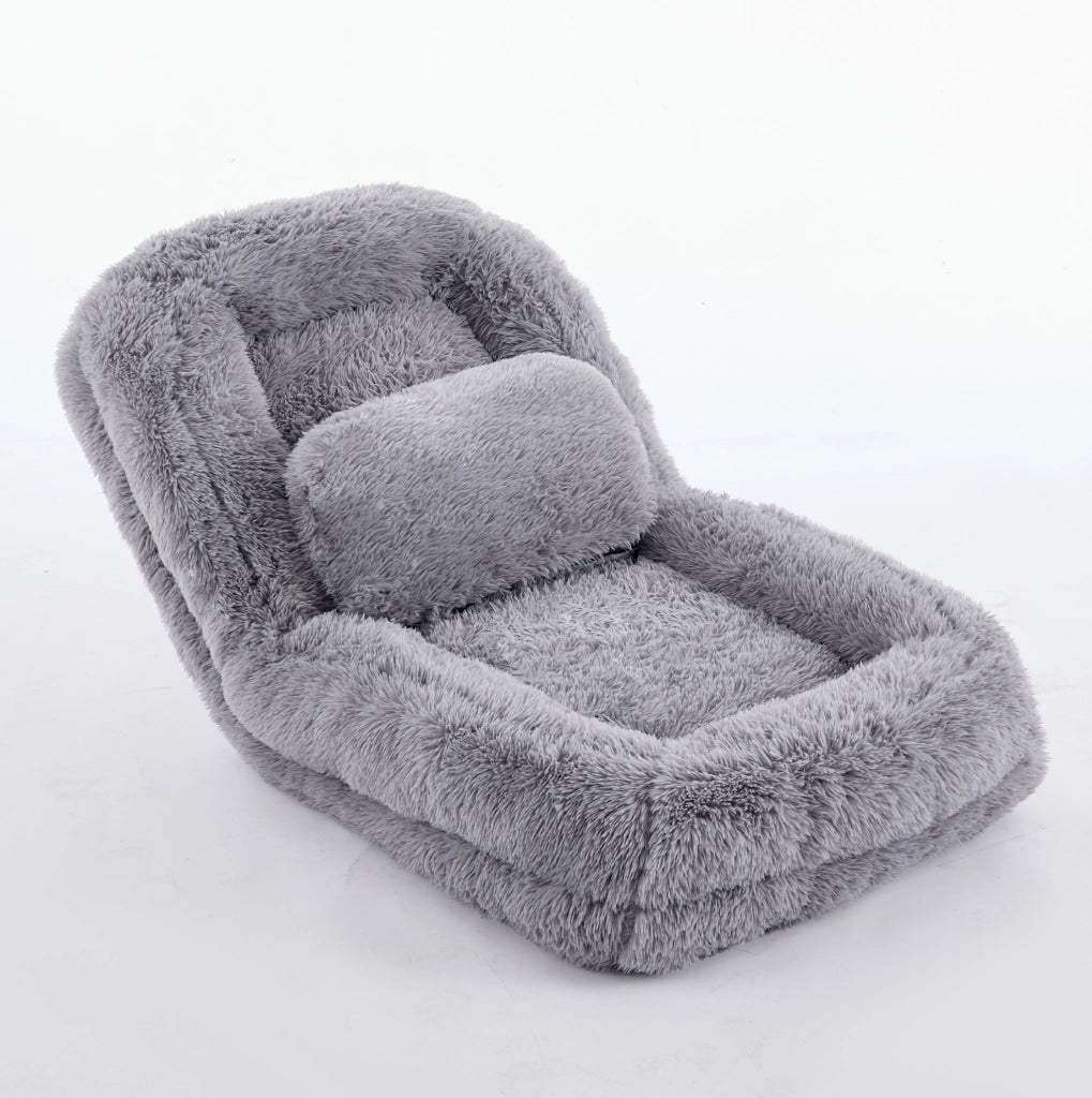 Poltrona relax con poggiatesta imbottito in metallo azzurro chiaro