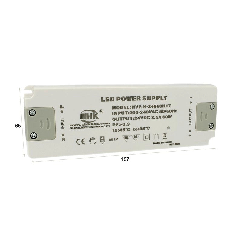 Alimentatore Trasformatore CV 60W 24V 2,5A Super Slim Solo 22mm Spessore