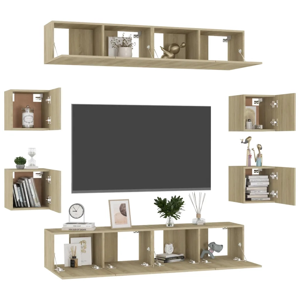 Set di Mobili Porta TV 8 pz-Set di 8 Credenza per TV Rovere Sonoma in Legno Multistrato 111345