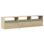 Mobile TV multimediale scaffale TV credenza mobile TV sala da pranzo soggiorno camera da letto a parete con illuminazione a LED rovere Sonoma 180 x 31 x 45 cm marrone 02_0027830