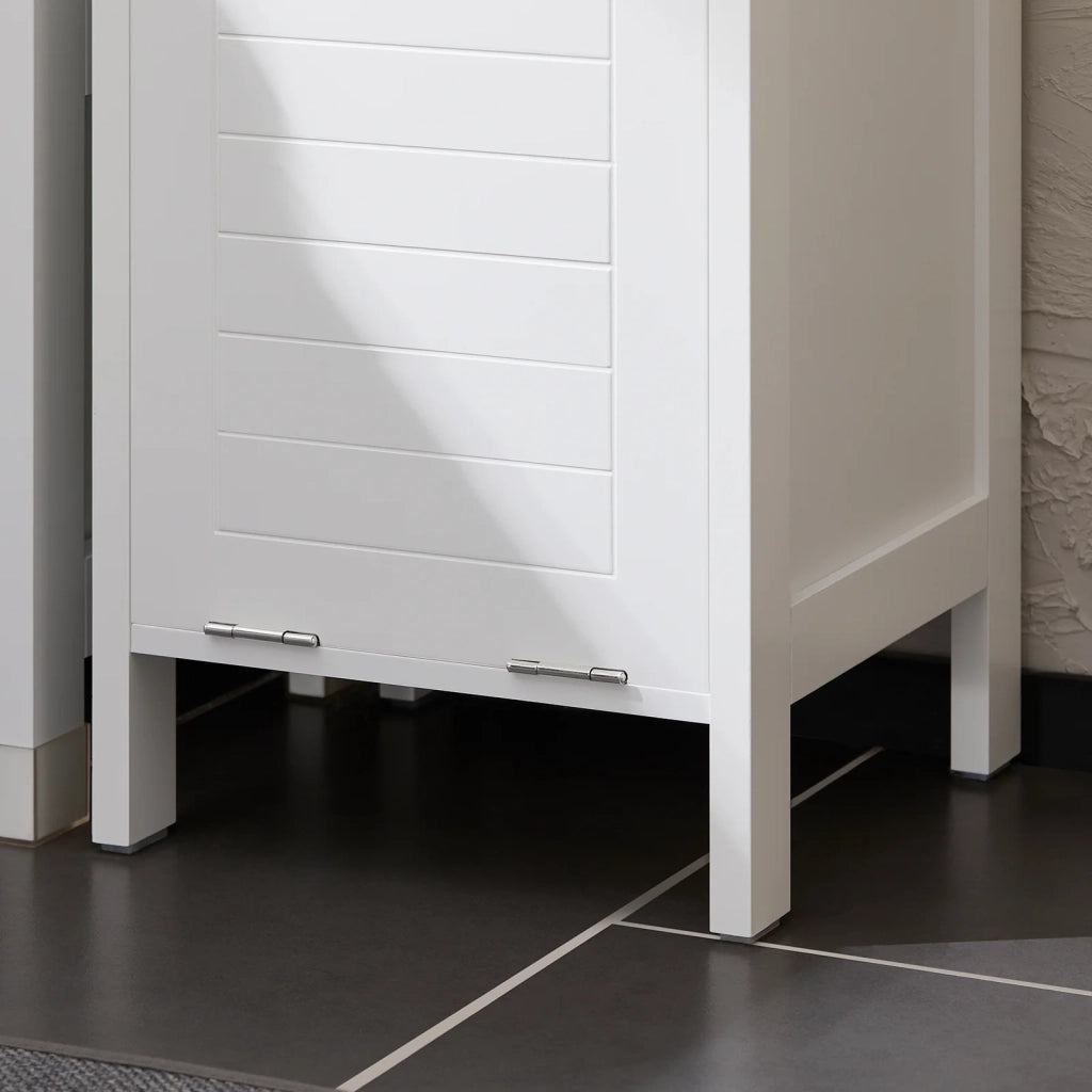 Mobile Alto Con Sacco Portabiancheria Pieghevole Mobiletto Bagno Scaffale Bianco 30x30x145cm BZR123-W SoBuy