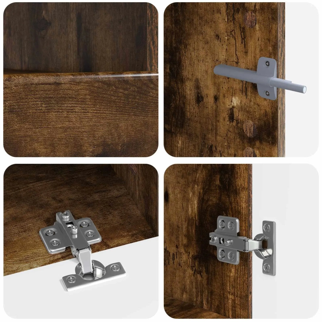 Mobile TV LED a 5 pezzi Rovere Fumo Legno ingegnerizzato 3416927