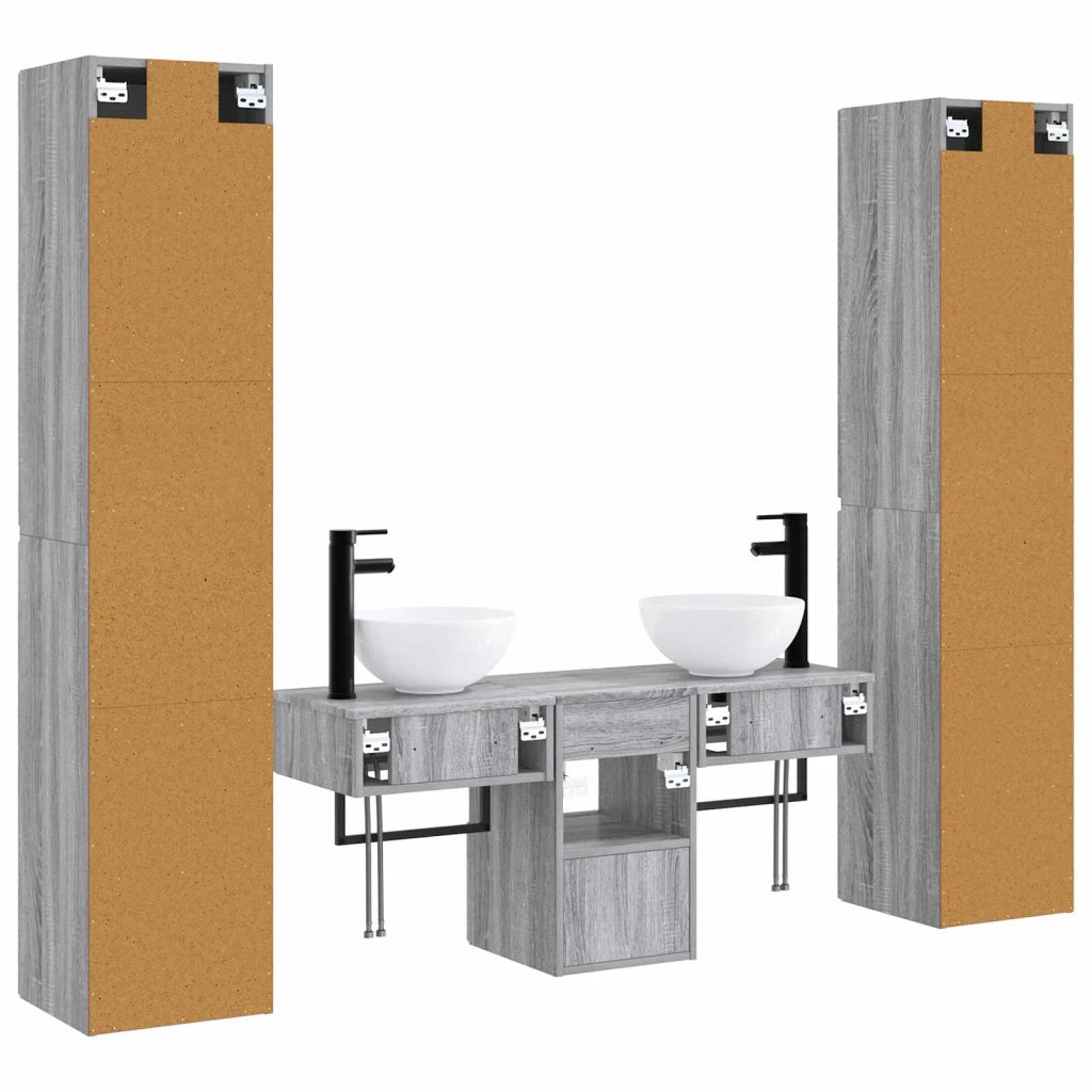 Set di mobili per il bagno 5 pz Sonoma grigio 3406009