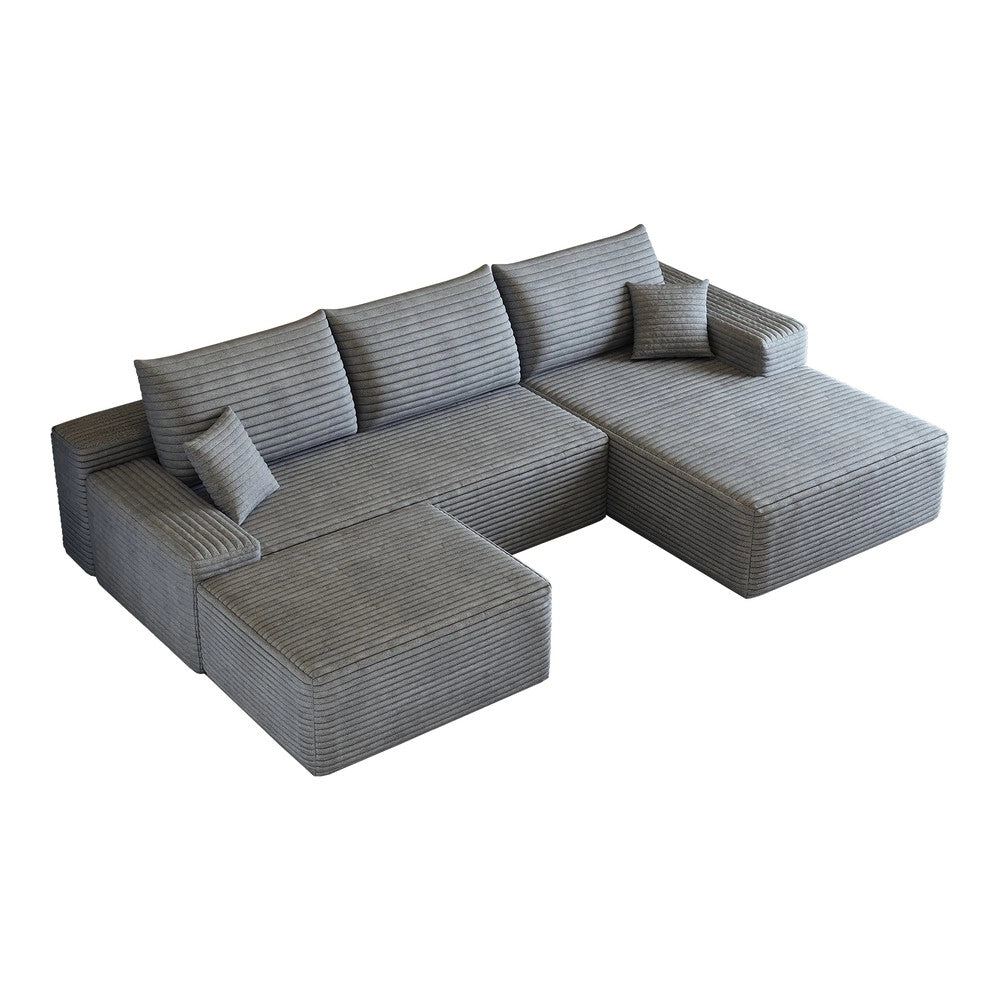Divano angolare con chaise longue ¨C Minimal ¨C grigio tessuto imbottito 270cm