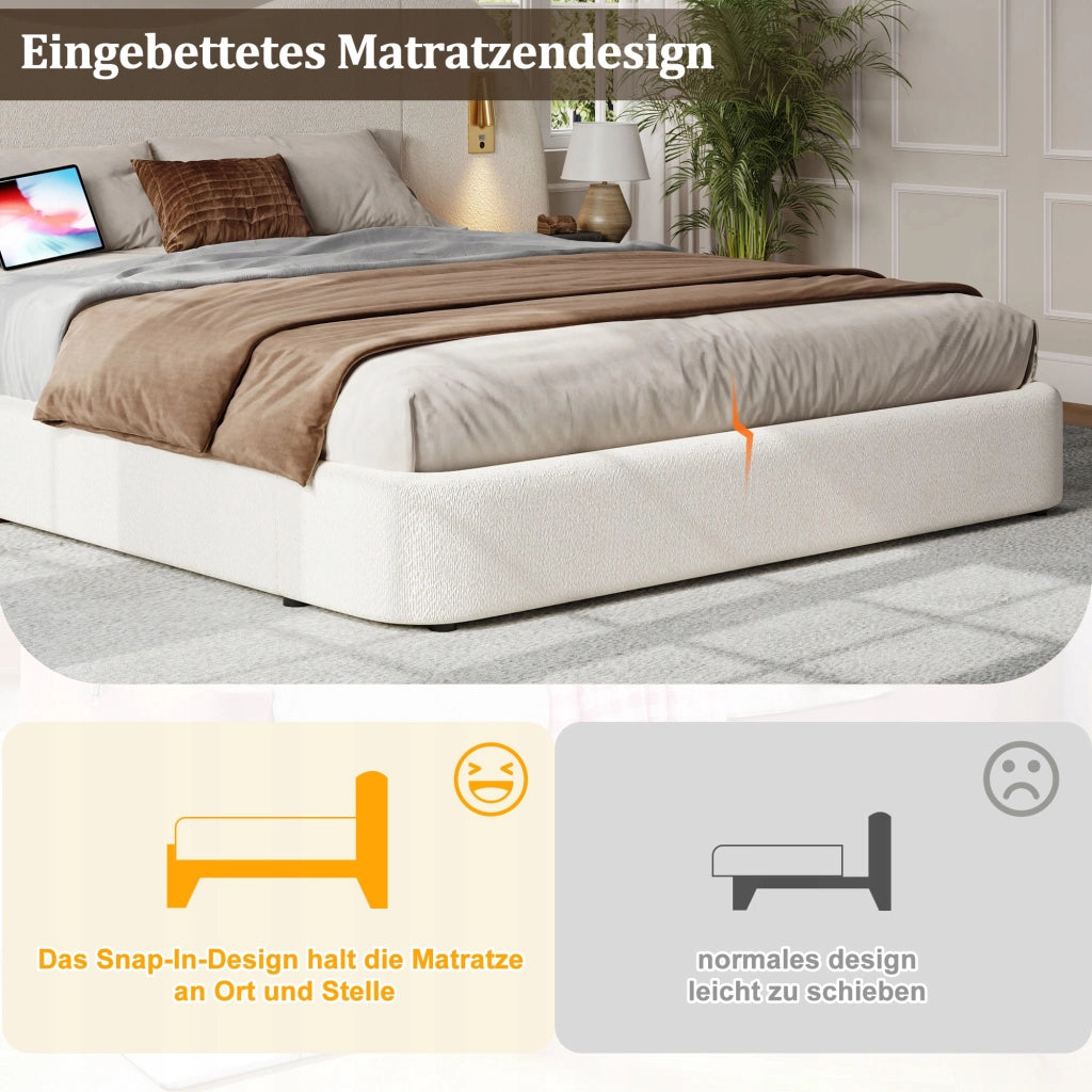Letto imbottito 180x200 - Xylo - Idraulico bianco