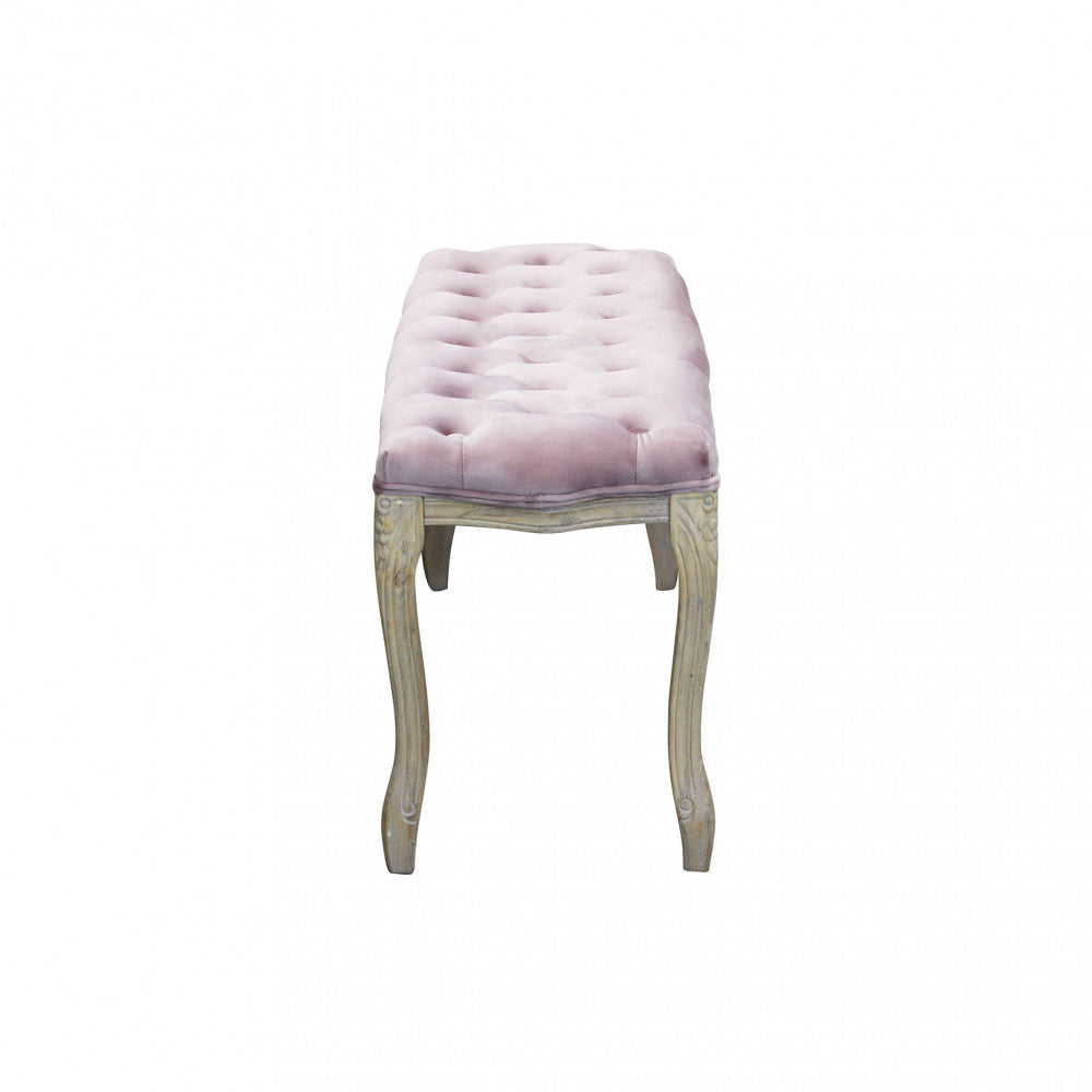 Panca Misty in Velluto Rosa 110x36x47 h cm in Legno Rosa