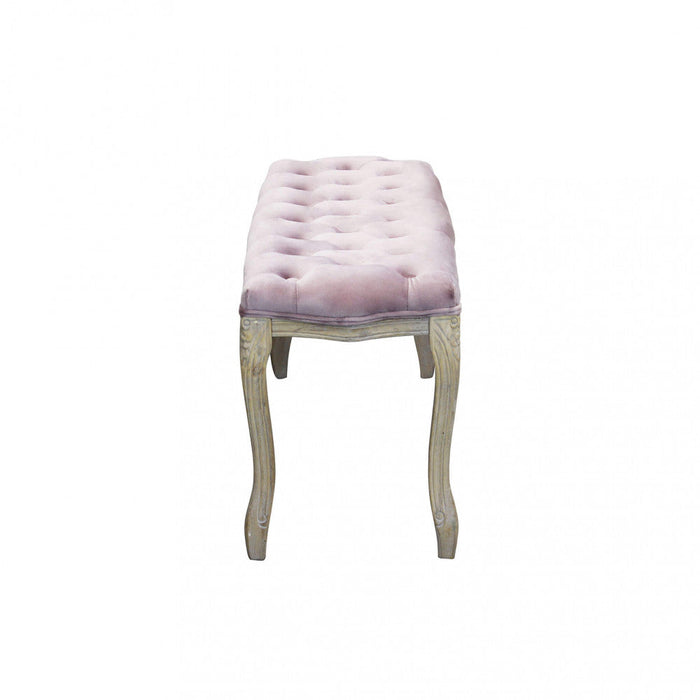 Panca Misty in Velluto Rosa 110x36x47 h cm in Legno Rosa