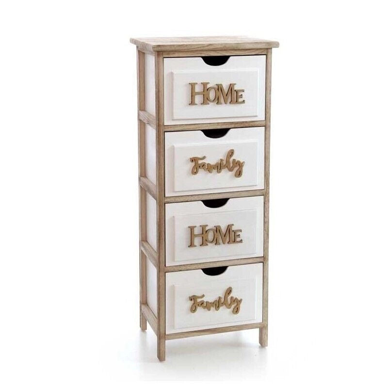 HOME CASSETTIERA IN LEGNO DECORATA CON 4 CASSETTI 36 X 28 X 88 CM BICOLOR