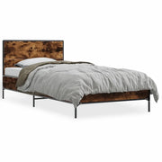 Letto singolo | Letto per adulti | Giroletto Rovere Fumo 75x190 cm in Legno Multistrato e Metallo