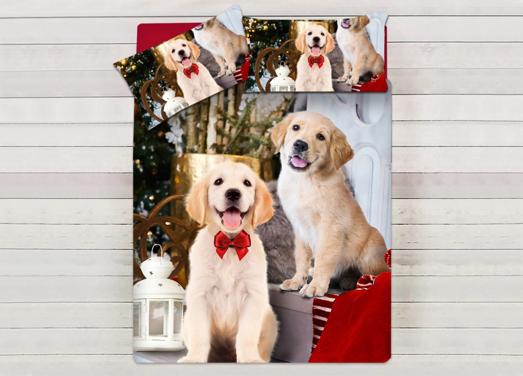 Parure Copripiumino Sacco Piumino Letto 100% Cotone Sogni D'oro Disegno Cani  Dis. 72 - Singolo - Cani