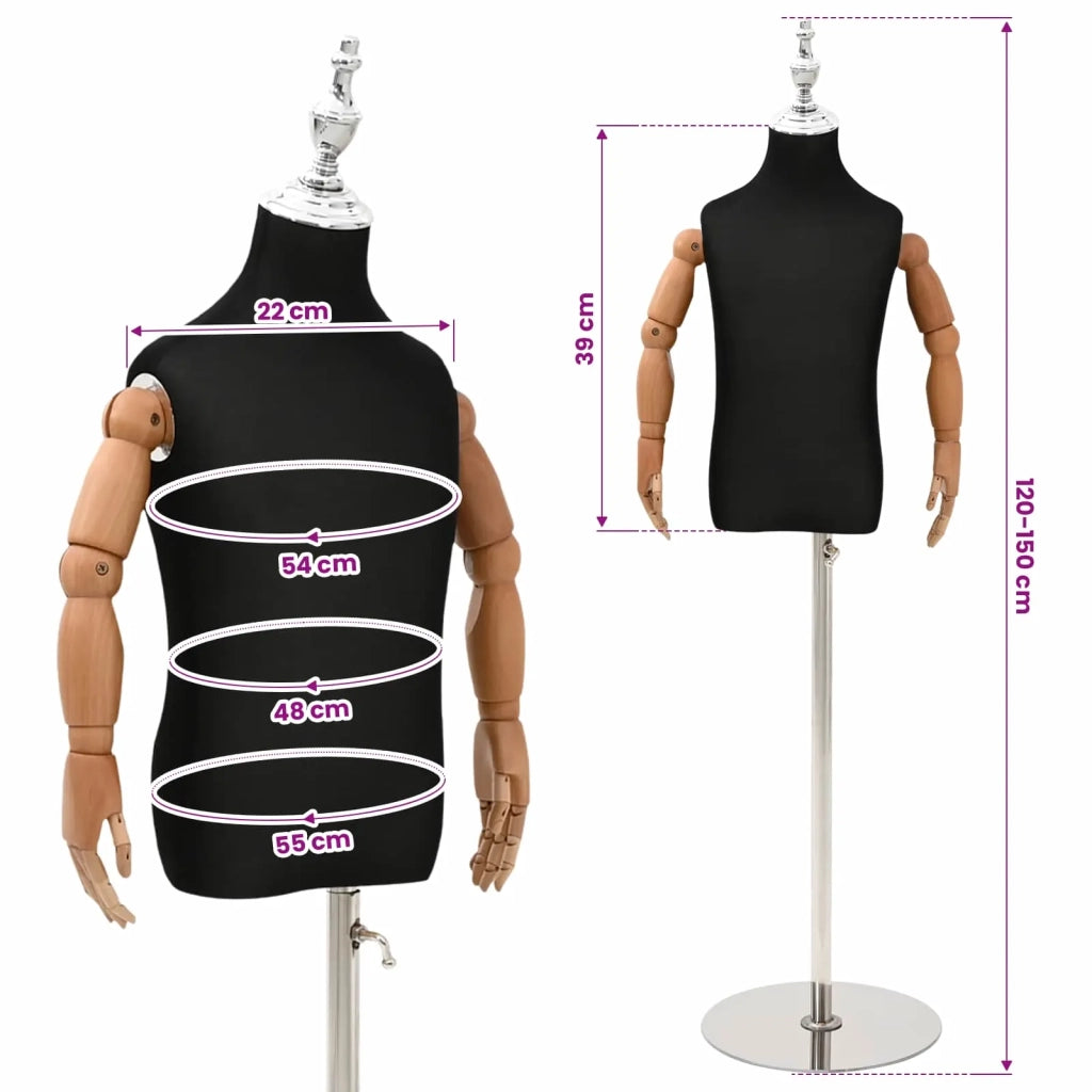 Manichino Regolabile 120-150 cm con Base Unisex PP Nero 42041710