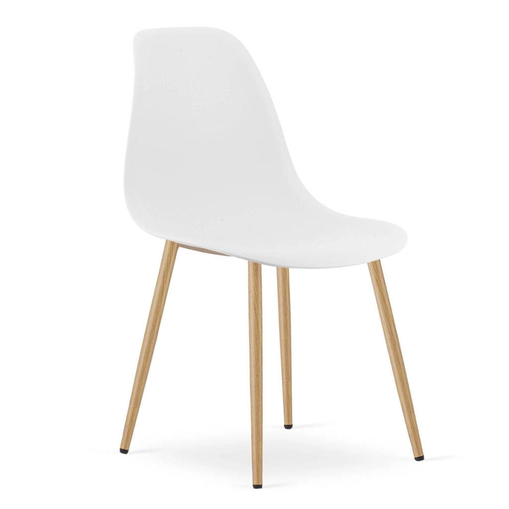 Set di 2 sedie scandinave WAT bianche con gambe effetto legno