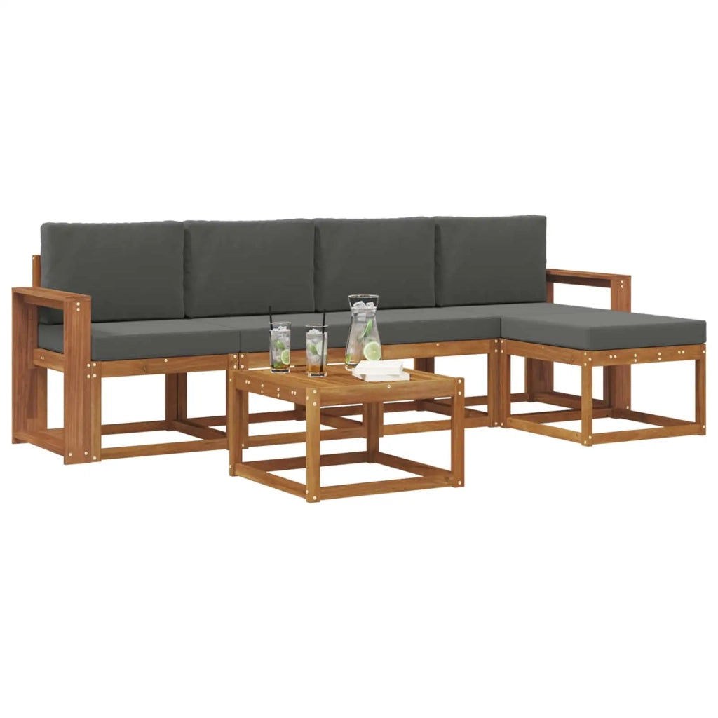 Set di divani da esterno con cuscino 6 pcs Naturale e Antracite