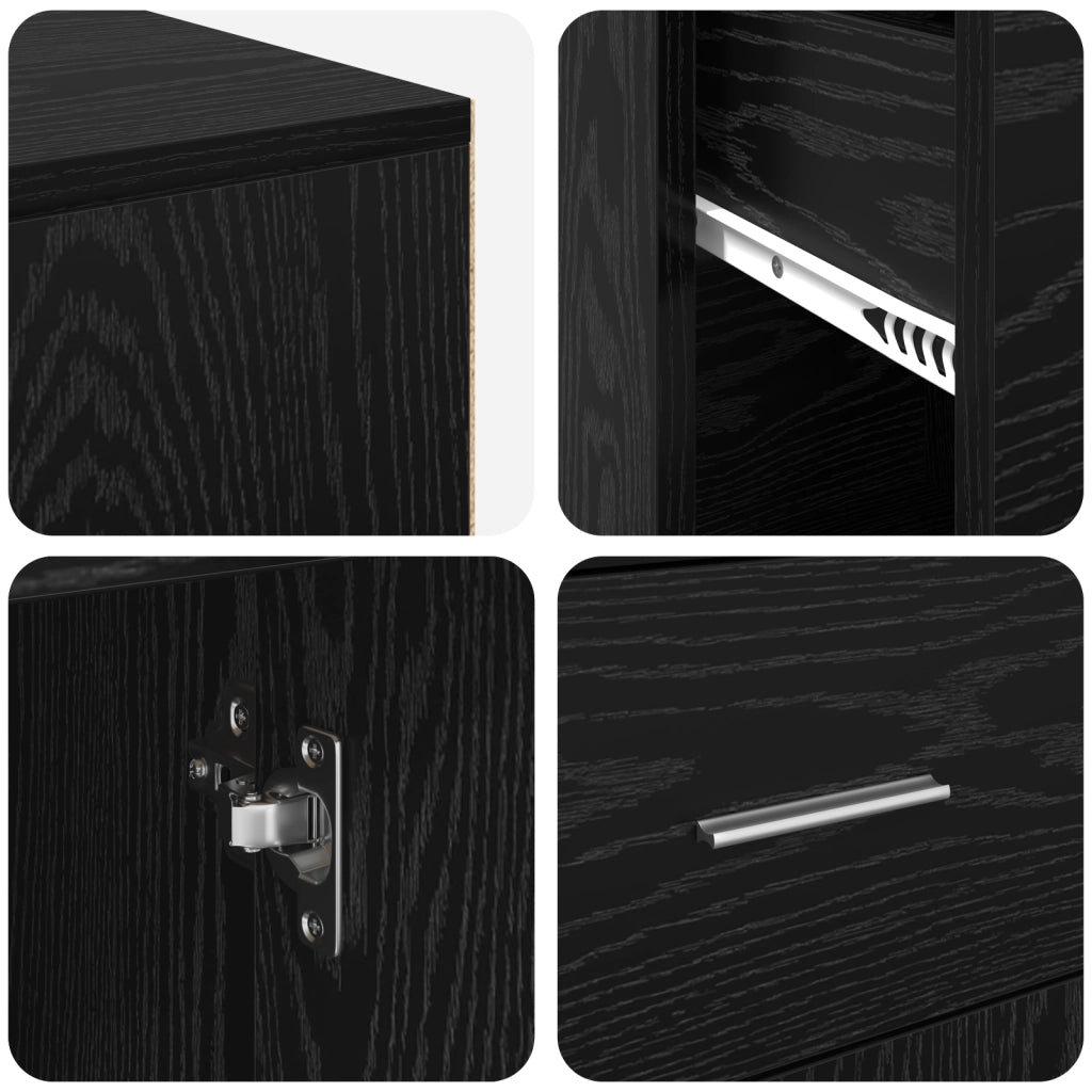 Scrivania Angolare Rovere Nero 102x88x75 cm Legno Ingegnerizzato