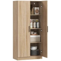 Credenza Cucina Moderna con 2 Ripiani Regolabili e Ante a Chiusura Ammortizzata, 75x40x165 cm, Legno