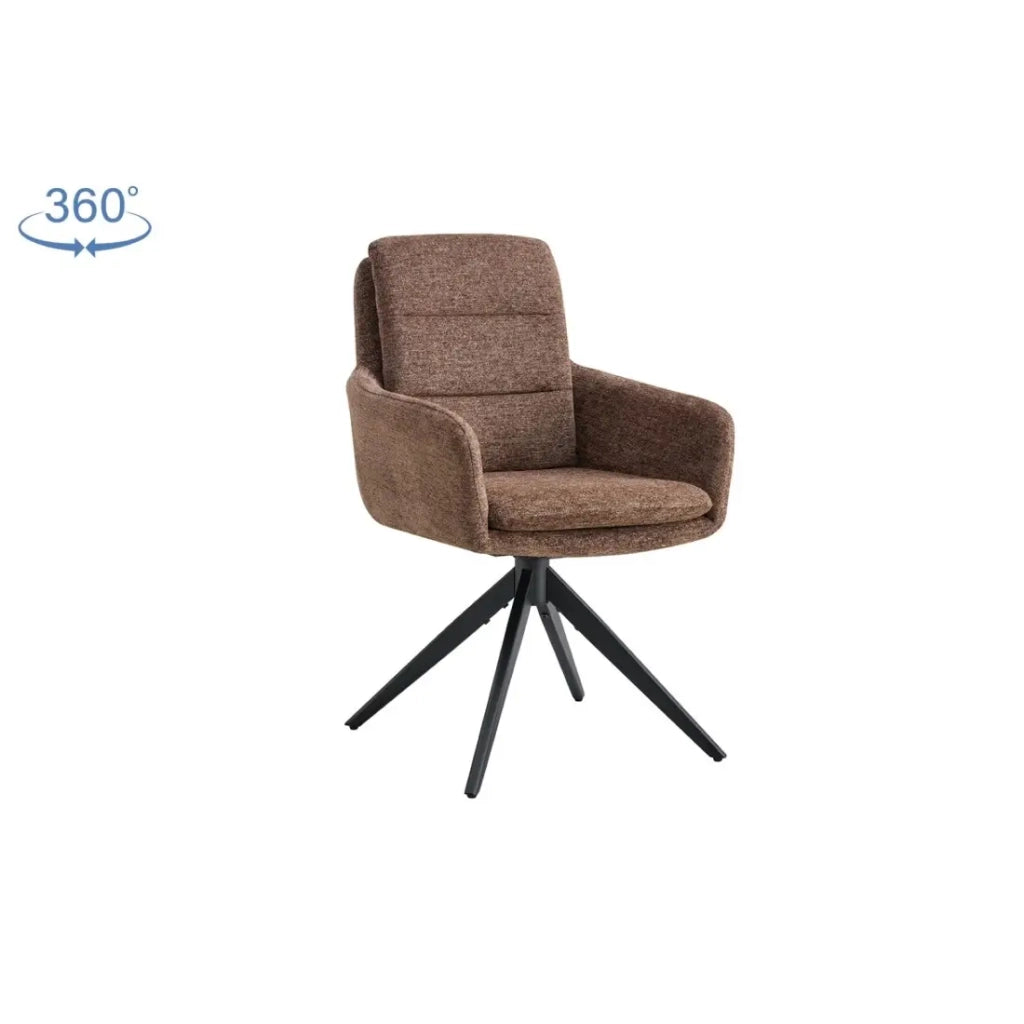Set di 2 poltrone KAVINA - Tessuto marrone - Piedi in metallo - Con braccioli - Design accogliente e senza tempo