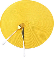 Piatti rotondi per tavola 38 cm - set da 6 - lavabili - resistente al calore - tessuto - cotone - giallo - per cucina festa matrimonio