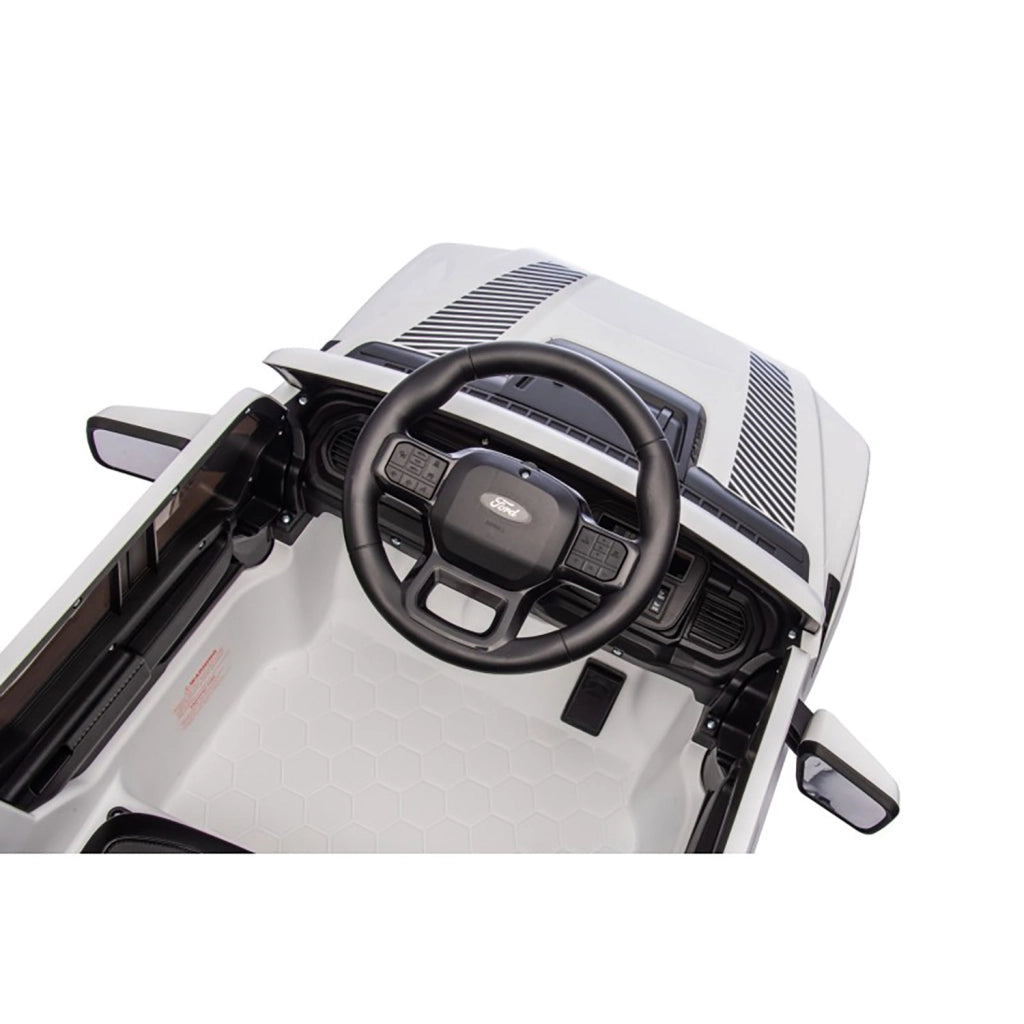 Macchina Elettrica per Bambini Ford Raptor 12V con Telecomando Bluetooth Luci LED e Tappetini Inclusi Bianco