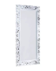 Specchiera rettangolare barocca intagliata bianco lucido l.107xp.5 h.207
