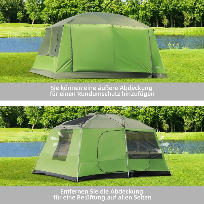 Campeggio Tenda Dome Tenda Famiglia per 4-8 persone con 2 cabine da letto; L405 x W305 x H225cm; ideale per avventure all'aperto