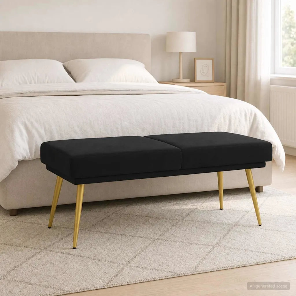 Panchina a doppio strato Nero 120 x 45 x 46 cm Velluto 42038591