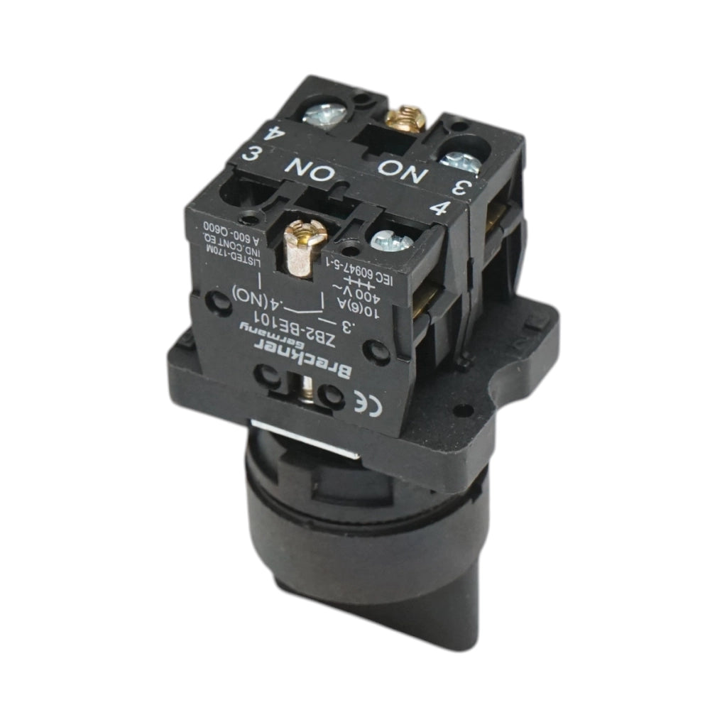 Selettore a 3 posizioni nero con blocco 2NO, 400V/10A, LAY5-ED33 Breckner Germany