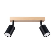 Faretto soffitto doppio nero legno 2xGU10 JUNGLO Pure Lume