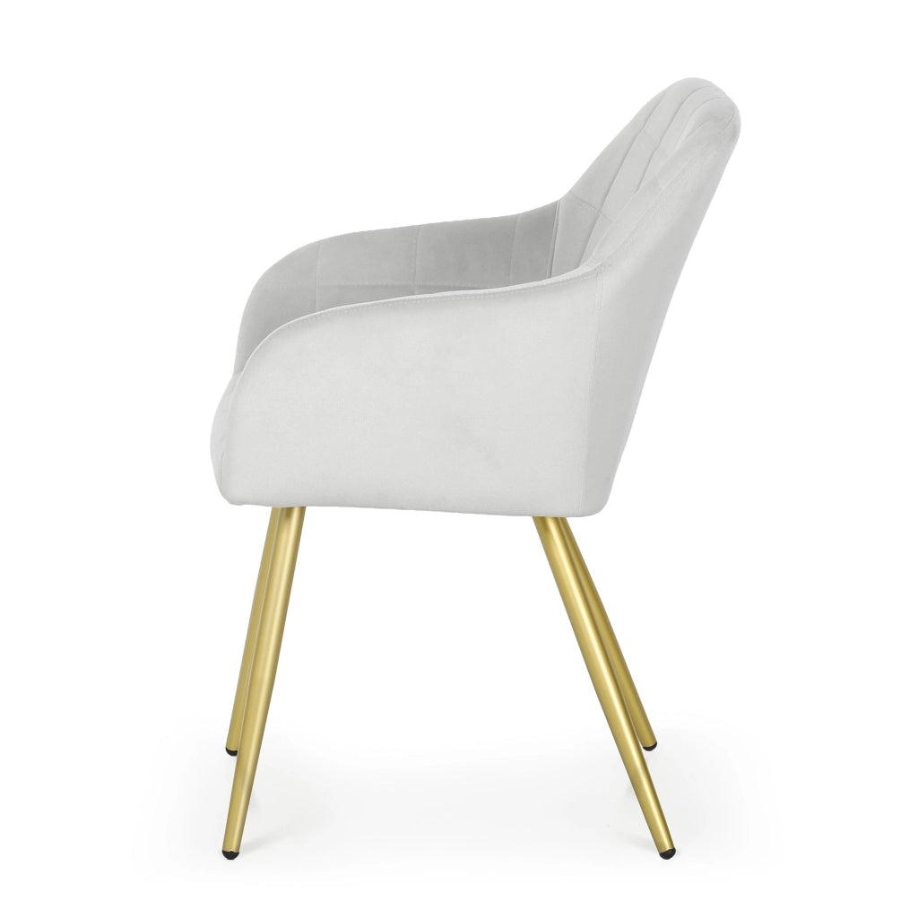 Set di 2 Sedie imbottite con cuciture quadrate LUXANO Grigio gambe oro