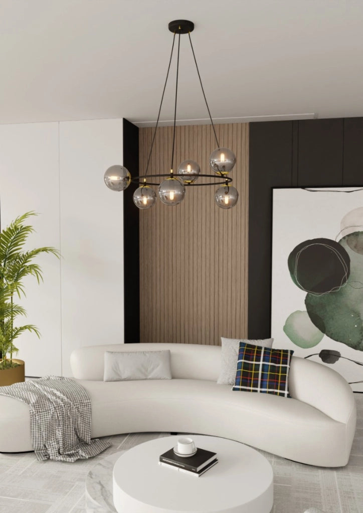 Lampadario sospeso Emibig Azura 6 luci nero grafite