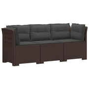 Divano da giardino 3 posti con cuscini in look rattan PP 3443839