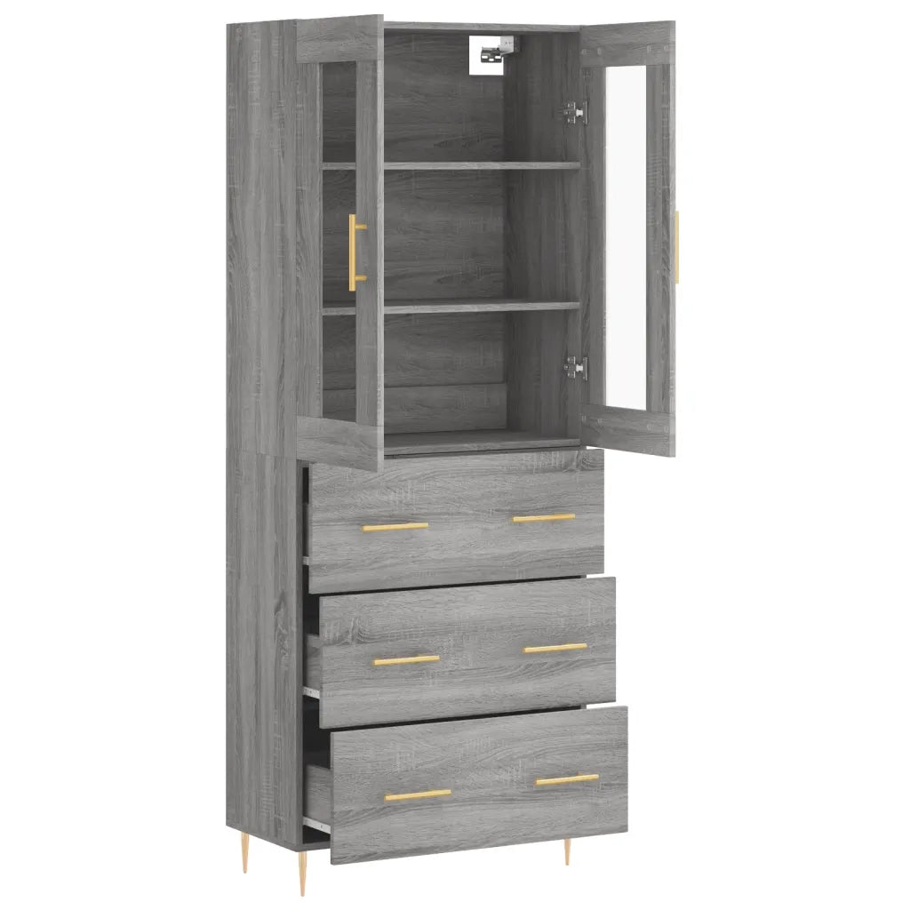 Credenza Grigio Sonoma 69,5x34x180 cm in Legno Multistrato 3198399