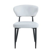 Set di 2 sedie da pranzo con schienale ergonomico e seduta in PU con gambe in metallo bianco e nero