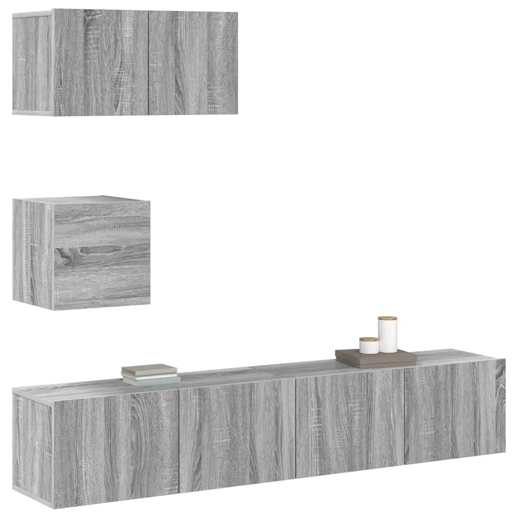 Set di Mobili Porta TV 4 pz Grigio Sonoma in Legno Multistrato cod mxl 20231