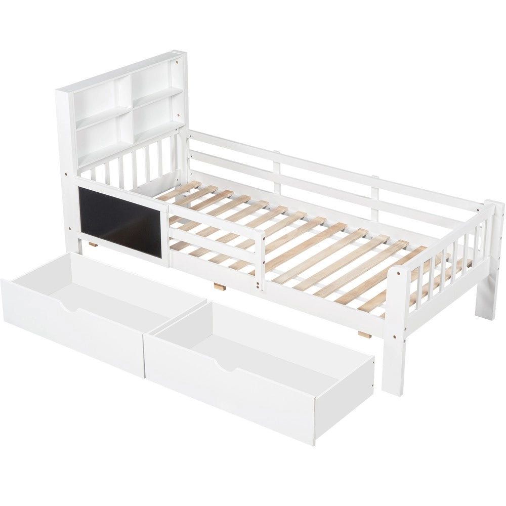 Letto Bambini con Cassetti e Lavagna ¨C Xylo ¨C Bianco 90x200