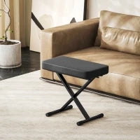 Sgabello per Pianoforte Pieghevole e Regolabile su 4 Altezze, in Pelle PU, Schiuma e Metallo, 60x32x53-63 cm, Nero